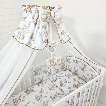 Кровать с постельным бельем и комод с пеленальным столиком - Бежевое Сафари - Детская мебель