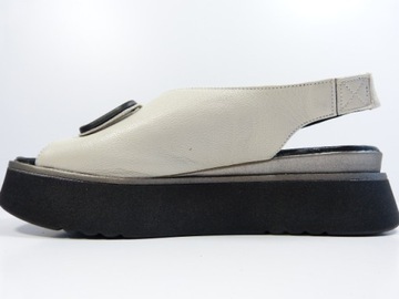 Beżow szare klapki damskie sandały gruba podeszwa platforma Karino 37