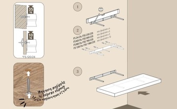 Самовишская настенная полка - FS - 60x23 см - черный