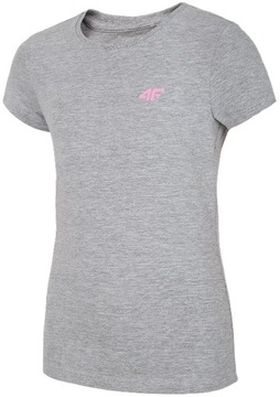 4F T-SHIRT DZIEWCZĘCY KOSZULKA _ JTSD007 _ szara _ r. 164