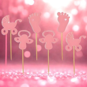 PICKERS кекс украшения BABIES розовый Baby Shower девушка день рождения x6