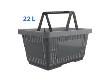 KOSZYK SKLEPOWY 22L KOSZ, KOSZYCZEK ZAKUPOWY magazynowy plastikowy GRAFIT