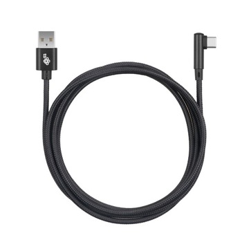 Кабель TB USB-USB C, 1,5 м, угловой, черная нить