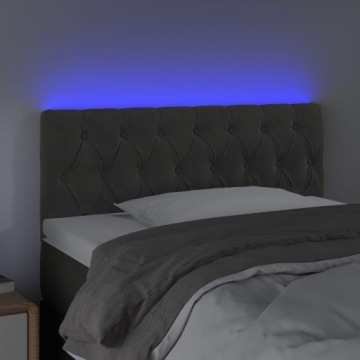 vidaXL Подголовник для кровати со светодиодами, темно-серый, 90x7x78/88 см, бархат