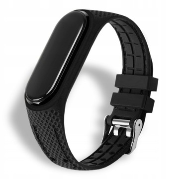 Спортивный ремешок для Xiaomi Mi Band 5 6, каучук, черный, застежка серебристая