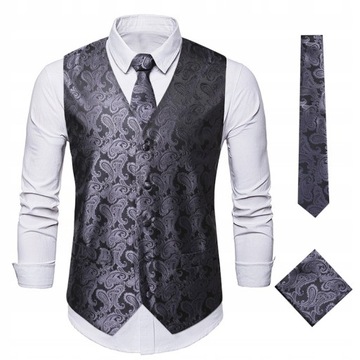KLASYCZNA ELEGANCKA KAMIZELKA MĘSKA MODNA CZARNY