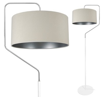 LAMPA STOJĄCA PODŁOGOWA NOWOCZESNA CHROM WELUR SZTRUKS ABAŻUR 40CM LOFT LED