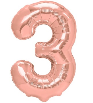 BALON FOLIOWY cyfra 3 trzy ROSEGOLD urodziny 100cm