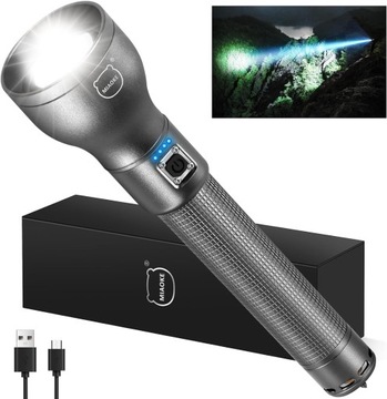 MIAOKE LATARKA TAKTYCZNA AKUMULATOROWA LED BARDZO MOCNA ZOOM USB WOJSKOWA