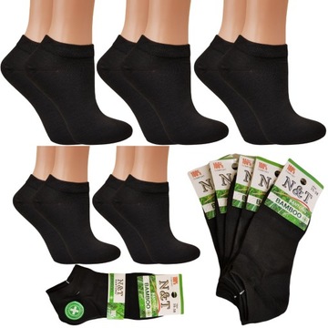 5 x STOPKI DAMSKIE skarpety BAMBUS sportowe CZARNE