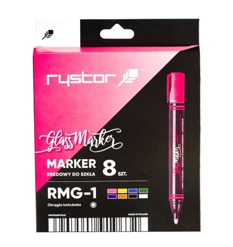 RYSTOR GLASS RMG-1 МЕЛОВЫЕ МАРКЕРЫ 8 ЦВЕТОВ
