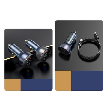 BASEUS ŁADOWARKA SAMOCHODOWA EKRAN LED SZYBKA MOCNA TYPE-C USB 65W QC 4 PD