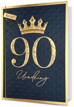 KARTKA NA URODZINY 90 DZIEWIĘĆDZIESIĄTKA OZDOBNA Z DODATKAMI HM 3041