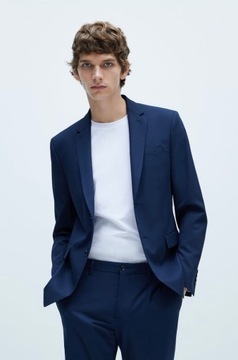 Zara Marynarka o wygodnym kroju Skinny fit męska granatowa żakiet blazer 46