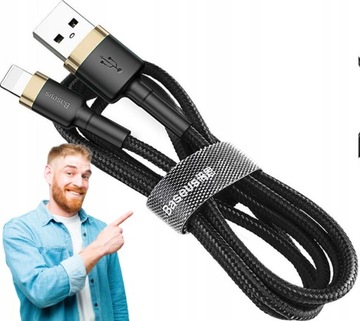 BASEUS MOCNY KABEL USB DO LIGHTNING IPHONE IPAD PRZEWÓD OPLOT 2.4A 1m