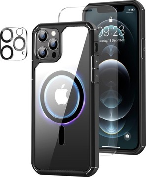 ETUI MAGSAFE OCHRONNE DO IPHONE 12 PRO BEZBARWNY CZARNA RAMKA