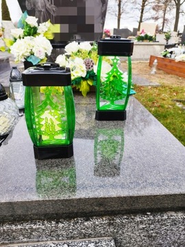 lampion znicz glamour czarny zielona choinka 25 cm