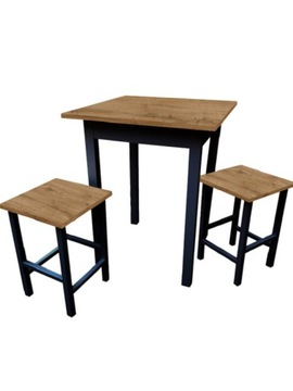 Komplet Stół 70x70 + 2x Taboret Loft Dąb Odwieczny