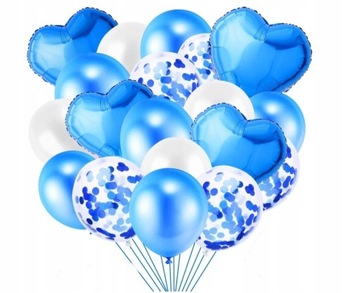 Zestaw balonów urodzinowych niebieskie konfetti balony granatowe chrzest
