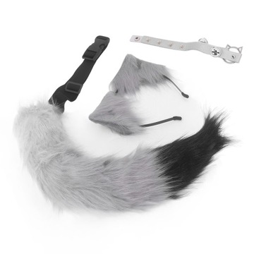 Кошачьи уши и волчий хвост животного, карнавальный костюм, искусственный 52