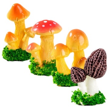МИКРО ЛАНДШАФТНЫЙ УКРАШЕНИЕ МАЛЕНЬКИЕ ГРИБНЫЕ ФИГУРКИ АКСЕССУАРЫ ИЗ СМОЛЫ 4 ШТ.