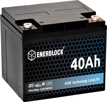 AKUMULATOR AGM 12V 40AH BEZOBSŁUGOWY DO ŁODZI PONTONU KAMPERA WÓZKA UPS