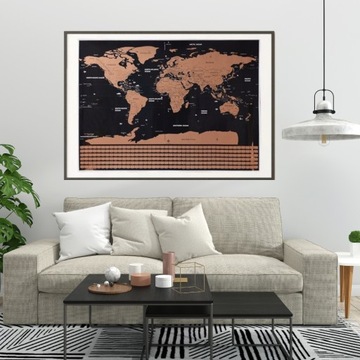 MAPA ŚWIATA ZDRAPKA XL ZŁOTA PLAKAT PODRÓŻNIKA *ZESTAW AKCESORIÓW GRATIS*