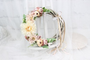 Осенний венок, украшение на дверь, украшение БЕЖЕВЫЙ