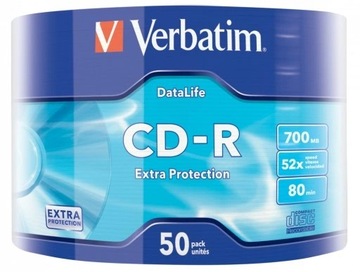 CD-R VERBATIM, 700 МБ, 52X AZO, ТОРТ ДЛЯ ПЕЧАТИ*50, 43438