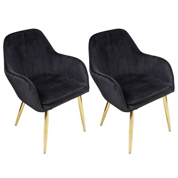 2 fotele Floyda Gold Velvet czarne welur nogi złote