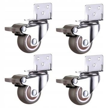 KÓŁKO MEBLOWE OBROTOWE FI 32 Srebrny Z HAMULCEM