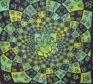 Indyjska NARZUTA XXL batik orient GANESHA bawełna
