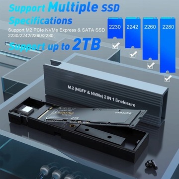 Корпус твердотельного накопителя M.2 NVMe PCIE B+M USB C 3.1