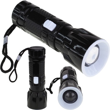 12 x Latarka Szperacz ZOOM LED 10 cm z bateriami w zestawie