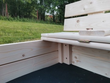 ЗАКРЫТАЯ ДЕРЕВЯННАЯ ПЕСОЧНИЦА СО СКАмЬЯМИ 120СМ, САД ДЛЯ ДЕТЕЙ, БРЕЗЕНТ