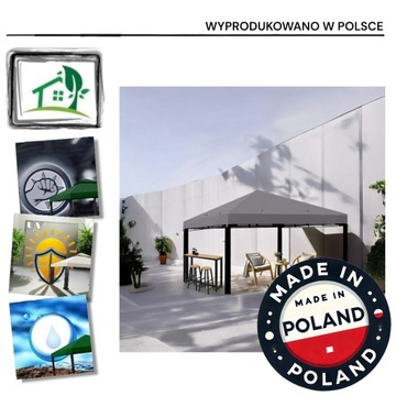 Zadaszenie wodoodporne do pawilonu ogrodowego 300 cm x 300 cm antracyt