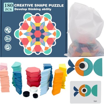 LT429 UKŁADANKA MONTESSORI PUZZLE DREWNIANE 180 EL