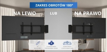 Электрическое поворотное крепление для телевизора, с дистанционным управлением, макс. размер 40 кг, 75 дюймов.