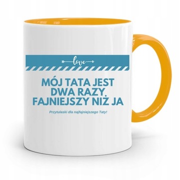 KUBEK ŻÓŁTY NA DZIEŃ OJCA FAJNIEJSZY NIŻ JA z Nadrukiem ze Zdjęciem