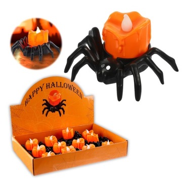 LAMPKI LED PAJĄK PAJĄKI HALLOWEEN DEKORACJA OZDOBA ŚWIECE LED ZESTAW 12 SZT