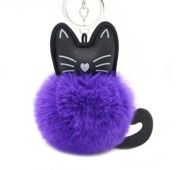 POMPON KOT KOTEK BRELOK ZAWIESZKA KEYCHAIN FUTERKO