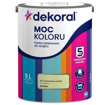 Dekoral MOC KOLORU Farba lateksowa do wnętrz limonkowy sorbet 5l