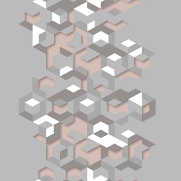 Tapeta na flizelinie szara różowa geometria 3D