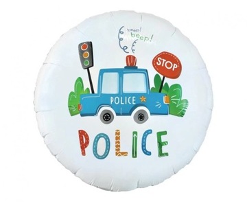 Balon foliowy Policja biały 18cali 46cm auto