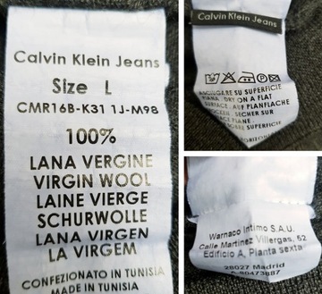 Calvin Klein Jeans męski sweter wełna rozmiar L