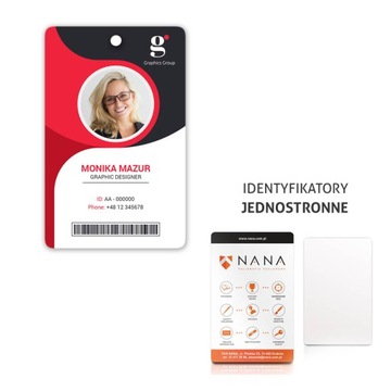 Identyfikatory Legitymacje Karty z dziurką 50 szt