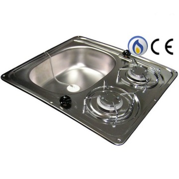 KUCHENKA JACHTOWA 2-PALNIKOWA ZE ZLEWEM 490X460MM