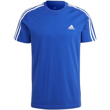 Koszulka męska adidas essentials single jersey 3-stripes niebieska ic9338 L