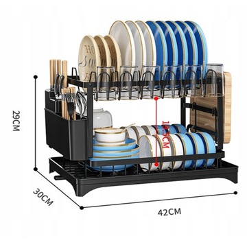 ДРЕНАЖ ДЛЯ СУШКИ ПОСУДЫ С ДВУХУРОВНЕВЫМ СЛИВОМ ДЛЯ ТАРЕЛОК И СТОЛОВЫХ ПРИБОРОВ
