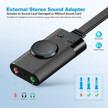 TechRise ВНЕШНЯЯ USB ЗВУКОВАЯ КАРТА СТЕРЕО РАЗВЕТВИТЕЛЬ
